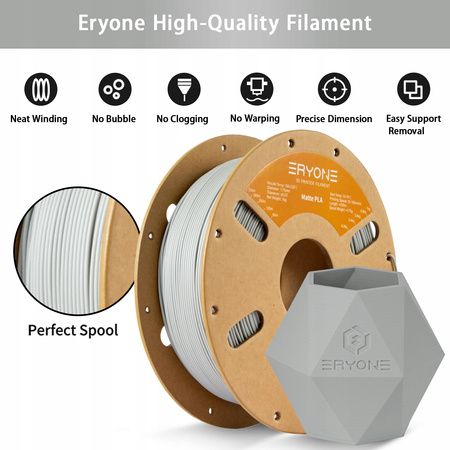 Eryone Grey Matte PLA 1kg cardboard spool #B0101034