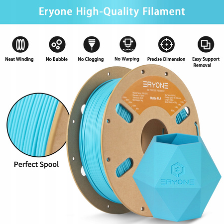 Eryone Aqua Blue Matte PLA 1kg cardboard spool #B0112037