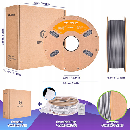 Eryone Glitter/Sparkly/Galaxy Silver PLA 1kg cardboard spool #B0104002