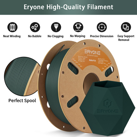 Eryone Black Forest Green Matte PLA 1kg cardboard spool #B0112061