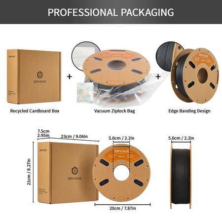 Eryone Black Matte PLA 1kg cardboard spool #B0101032