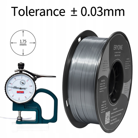Eryone Ultra Silk PLA 1,75mm 1kg–Srebrny Jedwabisty Połysk Wysoka Jakość