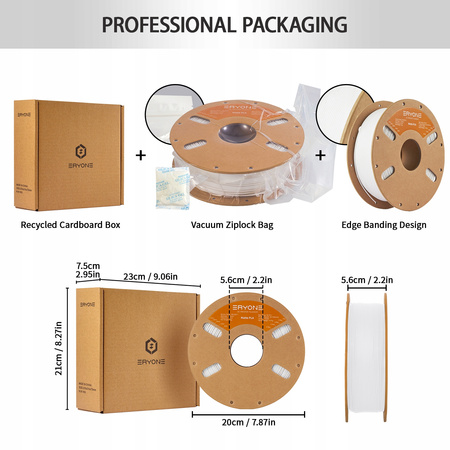 Eryone White Matte PLA 1kg cardboard spool #B0101033